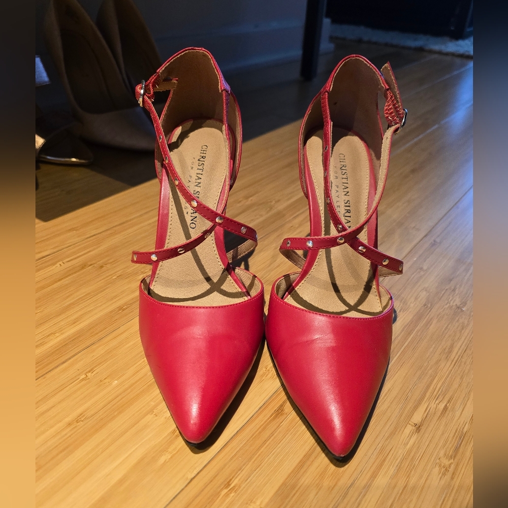 Christian Siriano Red Heels with Ankle Straps